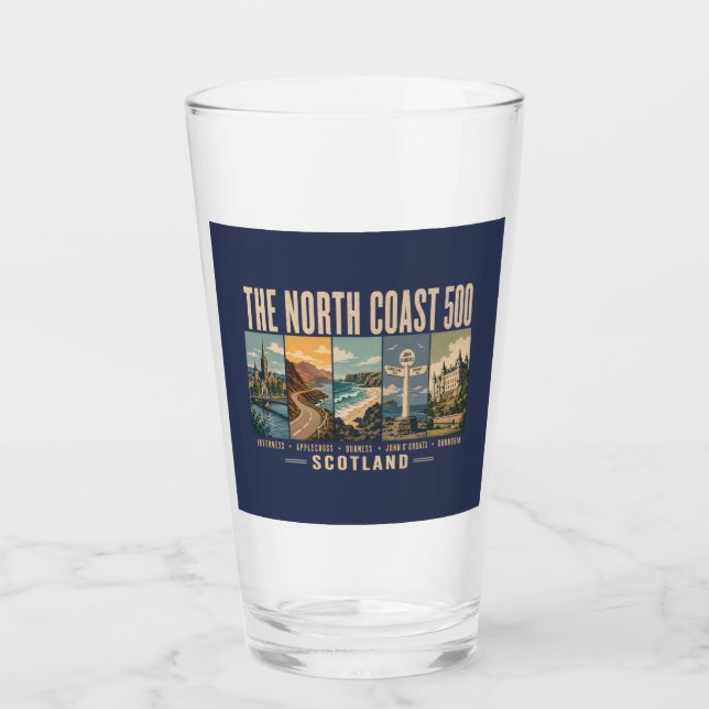 Copo De Pint North Coast 500 Scotland Landmarks Illustration (Frente)