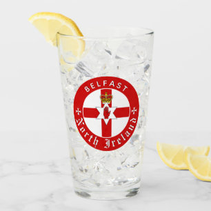 Copo De Pint North Ireland Glass, Belfast, Irish Ulster Flag