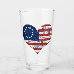 Copo De Pint Nós, O Vidro Do Coração Da Bandeira Americana Da P