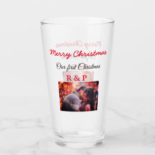 Copo De Pint Nosso primeiro Natal adicione nome foto casamento