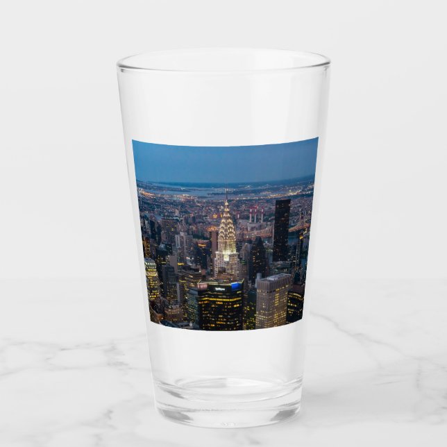 Copo De Pint Nova Iorque Skyline Night Beer Glass (Frente)