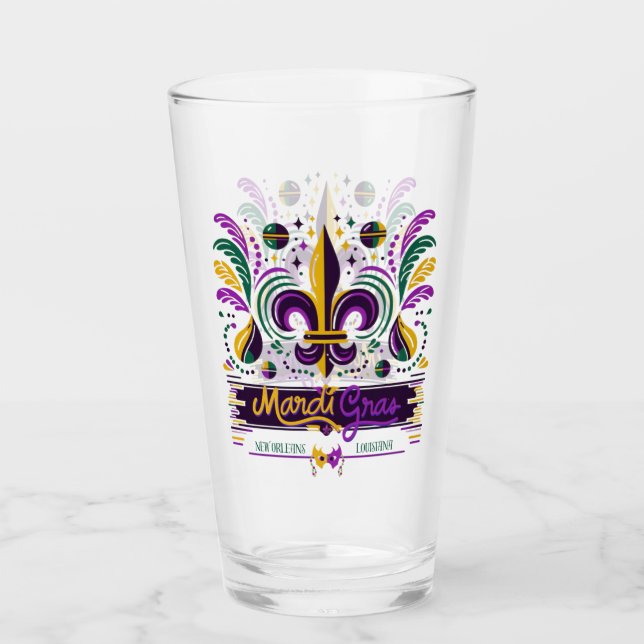 Copo De Pint Nova Orleans Mardi Gras verde-roxo (Frente)