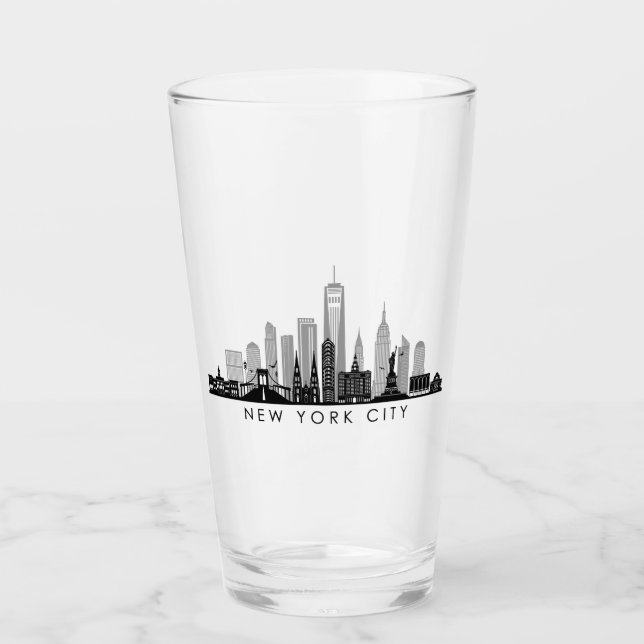 Copo De Pint NOVA YORK Manhatten EUA City Skyline Silhouette (Frente)