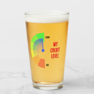 Copo De Pint NOVO! Glass Cup My Credit Level - Size 16oz