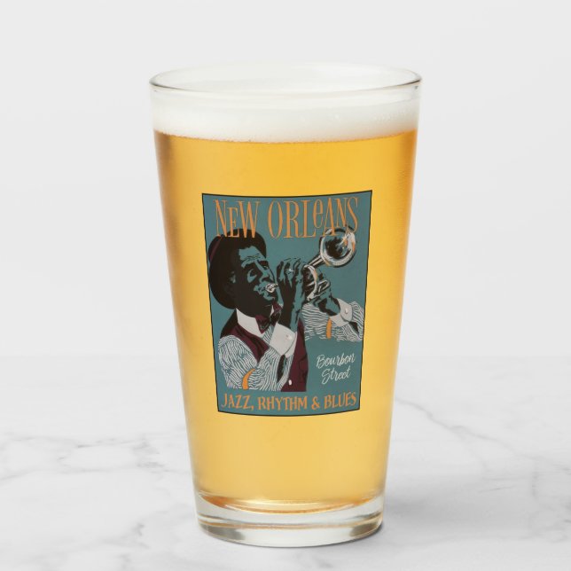 Copo De Pint Novo Orleans Música Texto personalizado (Frente (Preenchido))