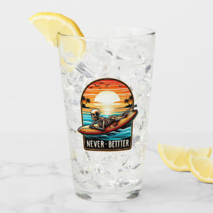 Copo De Pint Nunca Melhor - Skelset surfando Onda Sunset