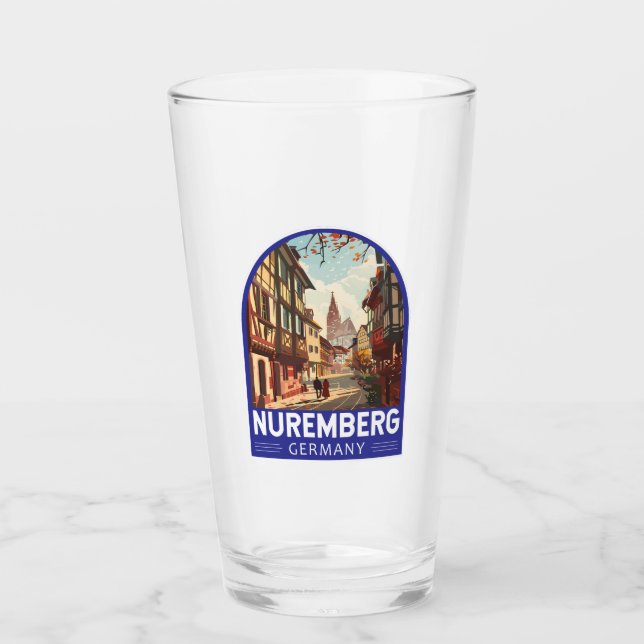 Copo De Pint Nuremberg Germany Viagem Art Vintage (Frente)
