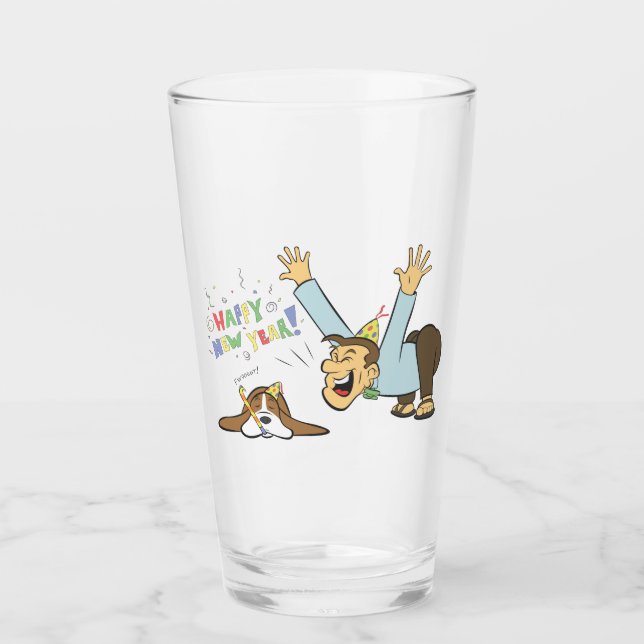 Copo De Pint O cão e o homem engraçados comemoram desenhos (Frente)