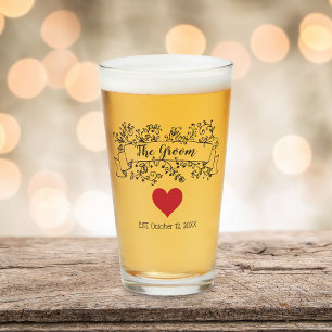 Copo De Pint O Casamento do Coração da Flor do Groom