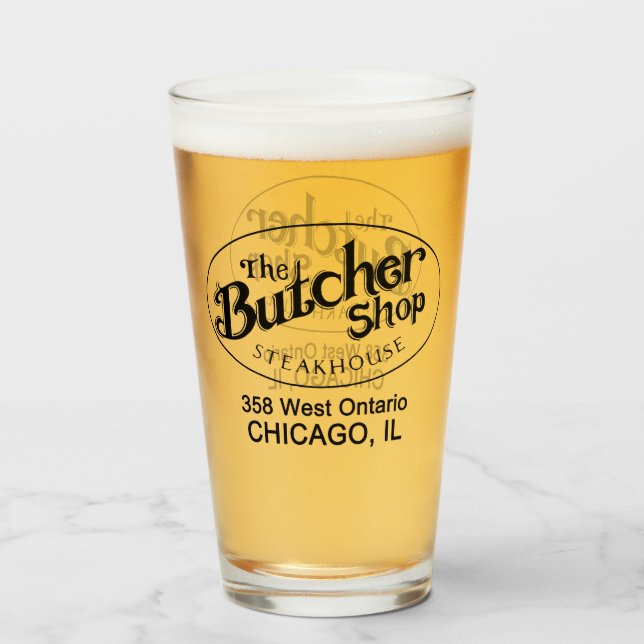 Copo De Pint O Compro Butcher Steakhouse, Chicago, IL (Frente (Preenchido))