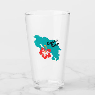 Copo De Pint O contorno do mapa da Costa Rica com hibisco a cor