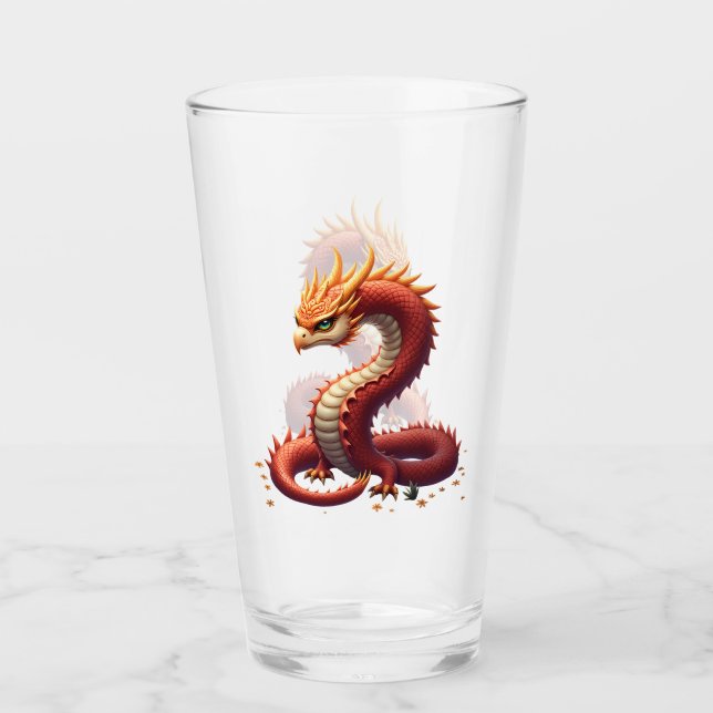 Copo De Pint O dragão serpente dourado.  (Frente)
