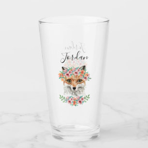Copo De Pint O Fox floral adiciona seu nome