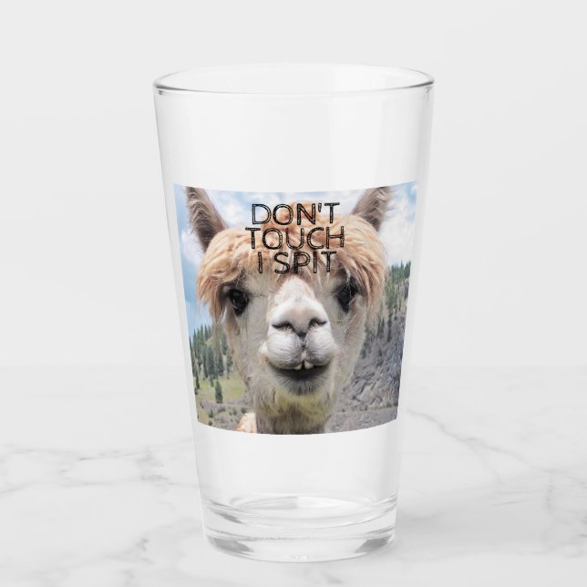 Copo De Pint O lama engraçado da alpaca não toca no eu cospe (Frente)
