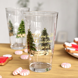 Copo De Pint O Natal tempera o Tumbler do vidro do feriado dos