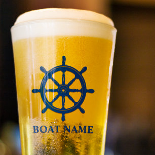 Copo De Pint O seu barco ou nome anuncia Marinho azul de roda