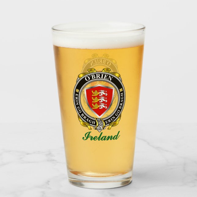 Copo De Pint O'Brien/Brien Irish Shield Personalizado Beer Glas (Frente (Preenchido))