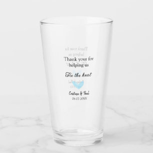 Copo De Pint obrigado que amarre o nó azul do casamento.
