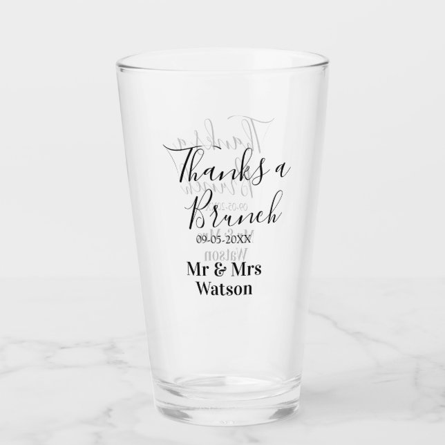 Copo De Pint Obrigado um brunch pós-casamento nome data simples (Frente)