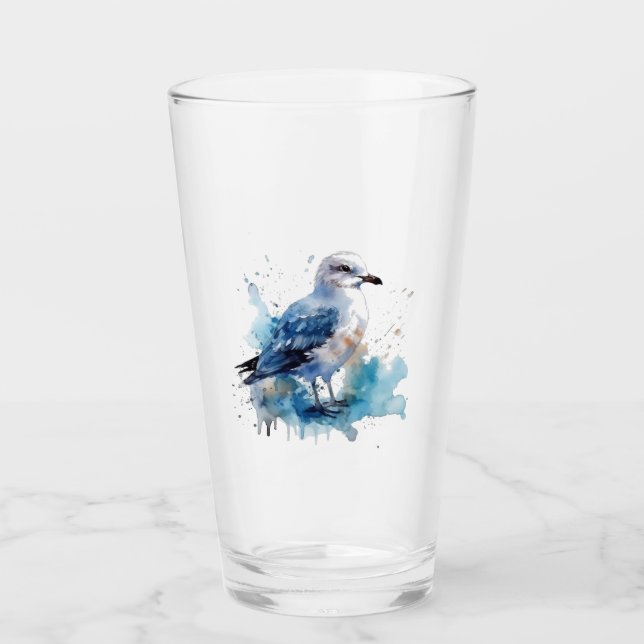 Copo De Pint Ocean Breeze: Watercolor Seagull (Frente)