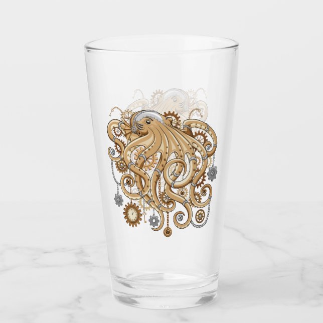 Copo De Pint Octopus Steampunk Surreal Style Machine (Frente)