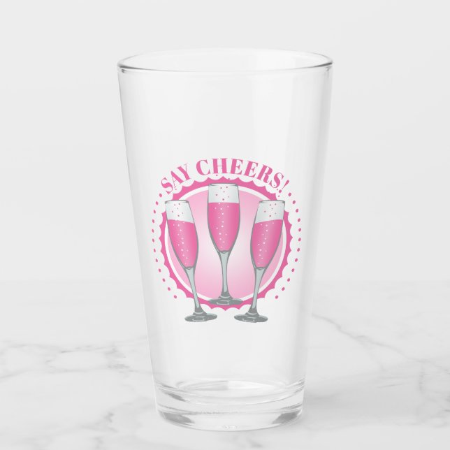 Copo De Pint Óculos de Champanhe Rosa Mimosa (Frente)