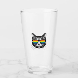 Copo De Pint Óculos de sol vintage arco-íris Gato Orgulho Camis
