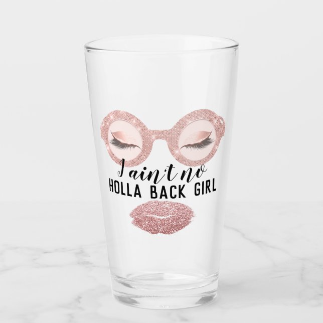 Copo De Pint Óculos Girly Rosa Funny Única Eyelashes Makeup (Frente)