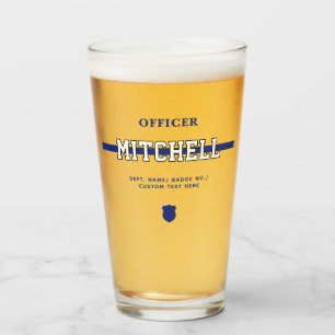 Copo De Pint Oficial de Polícia Personalizado Linha Azul Fino