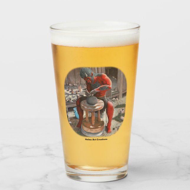 Copo De Pint Ogre Spinning Pottery Wheel Fantasy Art Glass (Frente (Preenchido))