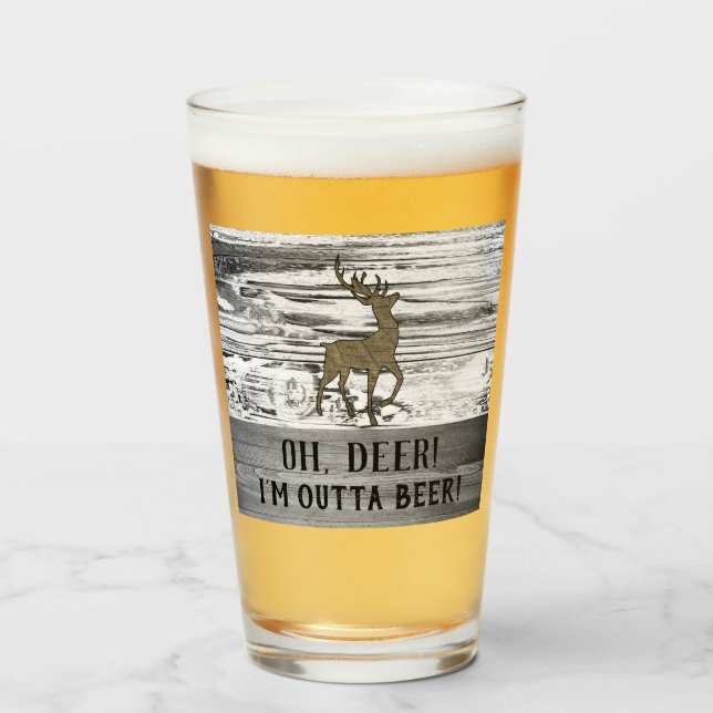 Copo De Pint Oh Deer Engraçado Cerveja Citada Rústica (Frente (Preenchido))