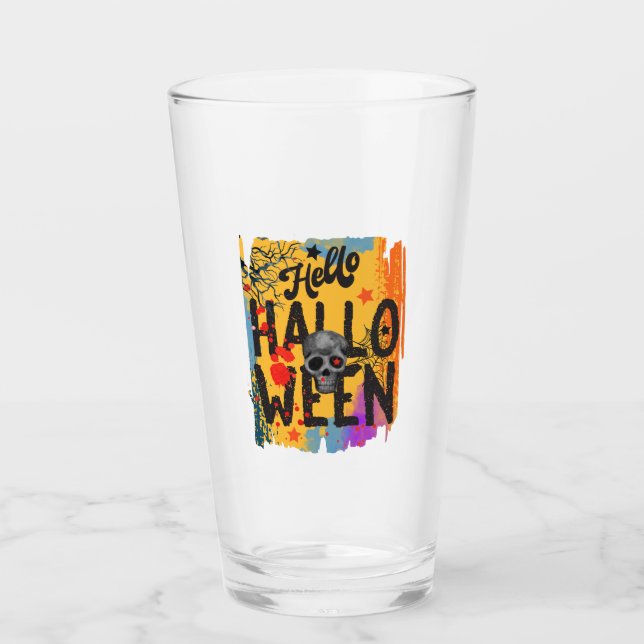 Copo De Pint Olá Halloween - Skull, Spooky Branches & Web (Frente)