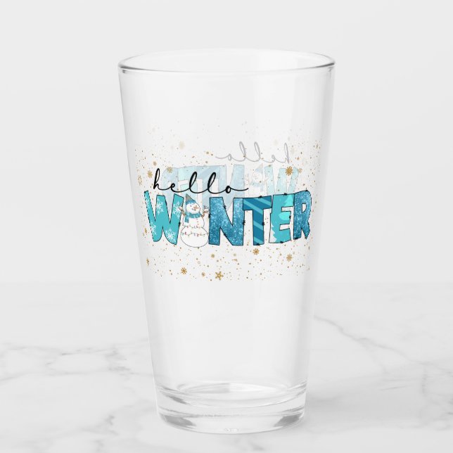 Copo De Pint Olá Winter Snowman Customize (Frente)