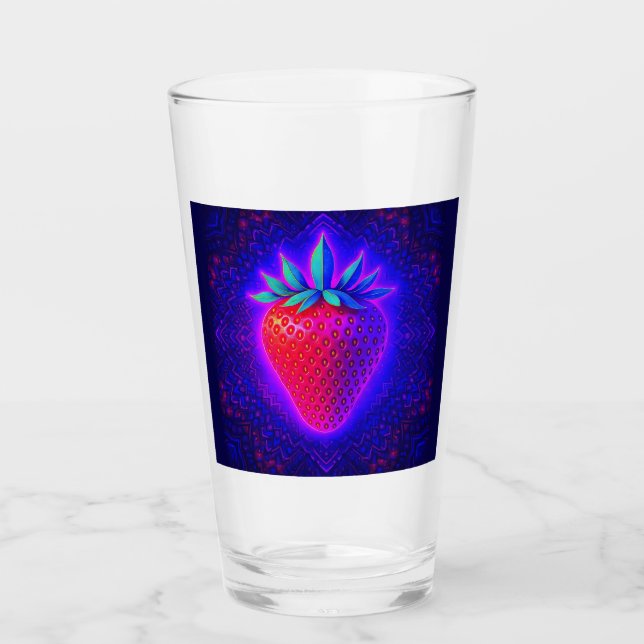 Copo De Pint Olhar Vidro Vivido Morango Neon (Frente)