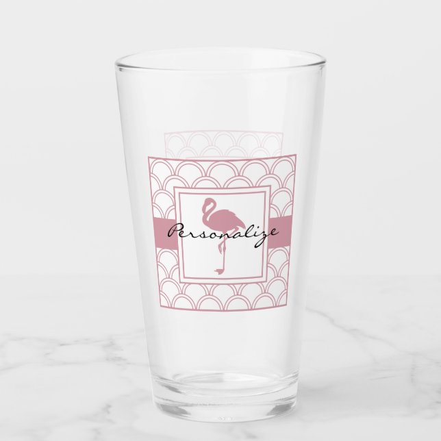 Copo De Pint Onda Art Deco com Flamingo Rosa (Frente)