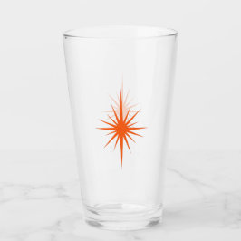 Copo De Pint Orange Atomic Starburst Retro Meia-Século