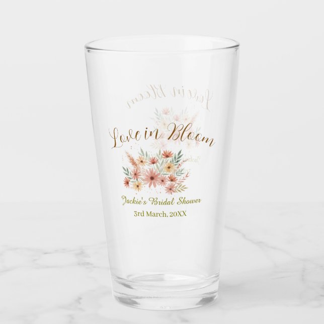 Copo De Pint Orange boho love in Bloom bridal shower name retro (Frente)