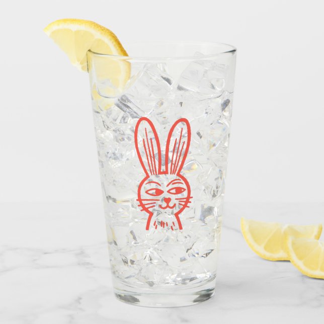 Copo De Pint Orange Bunny Glass (Gelo frontal)
