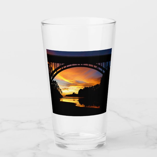 Copo De Pint Orange California Costal Sunset Sob Ponte (Frente)