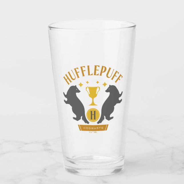 Copo De Pint Orgulho da Casa HUFFLEPUFF™ com Gráfico de Texugo  (Frente)