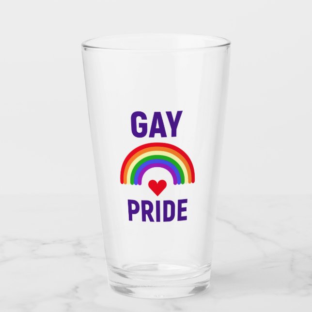 Copo De Pint Orgulho gay| Coração e arco-íris (Frente)