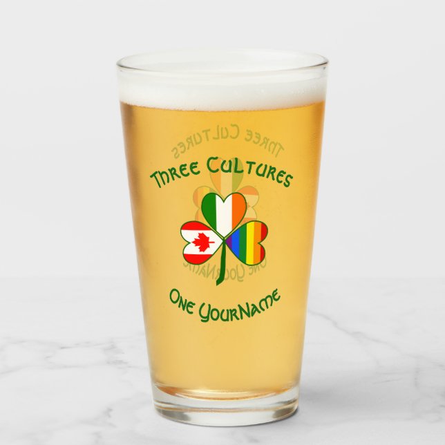 Copo De Pint Orgulho gay Irish Canadian Flag Shamrock Personali (Frente (Preenchido))