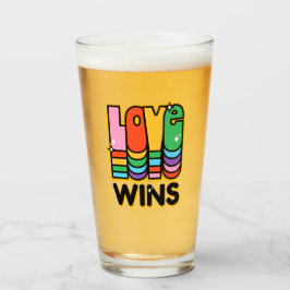 Copo De Pint Orgulho LGBTQ Amor ganha Rainbow Retro Typografia