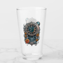 Copo De Pint Ornamentado Steampunk Clock com Rosas.