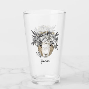 Copo De Pint Os carneiros florais do halo adicionam seu nome