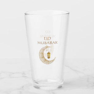 Copo De Pint Ouro Crescente Lua e Lanterna Eid Mubarak Islâmico