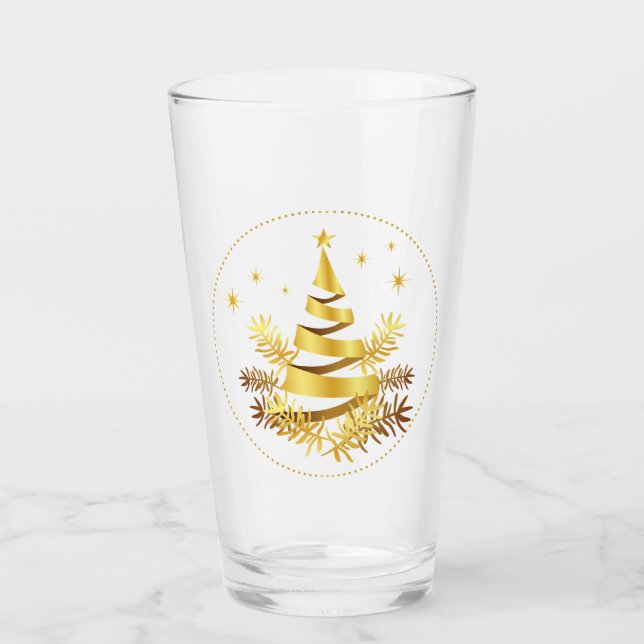 Copo De Pint Ouro deixa estrelas na moderna árvore de Natal (Frente)