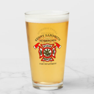 Copo De Pint Ouro do logotipo do departamento dos bombeiros e