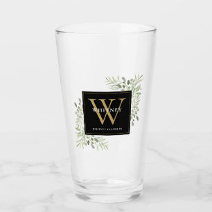 Copo De Pint Ouro Preto Monograma Elegante Modernidade Verde