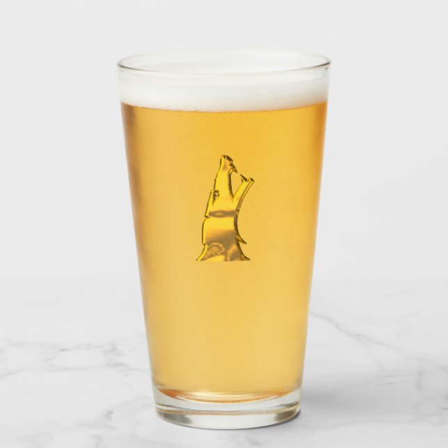 Copo De Pint Ouro Wolf Head glass tumbler (Frente (Preenchido))